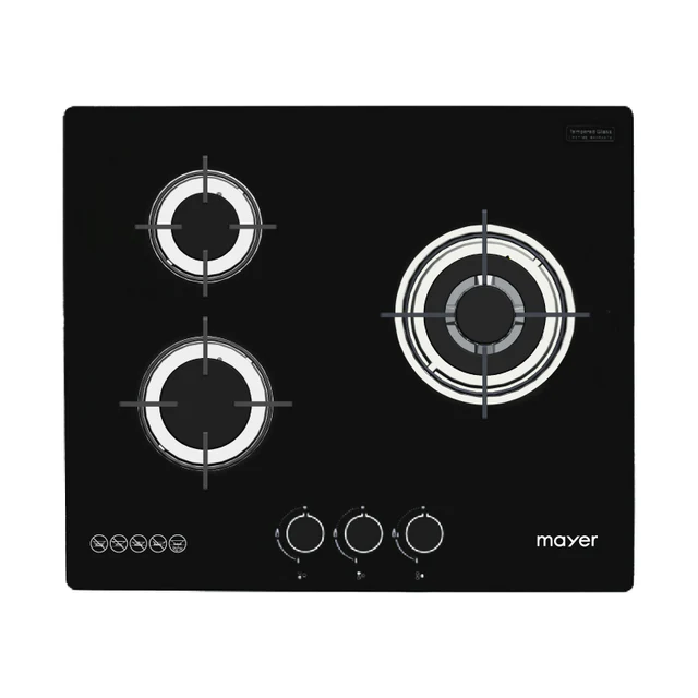 60cm 3 Burner Glass Gas Hob