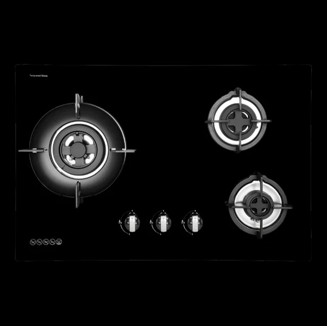 75cm 3 Burner Glass Gas Hob