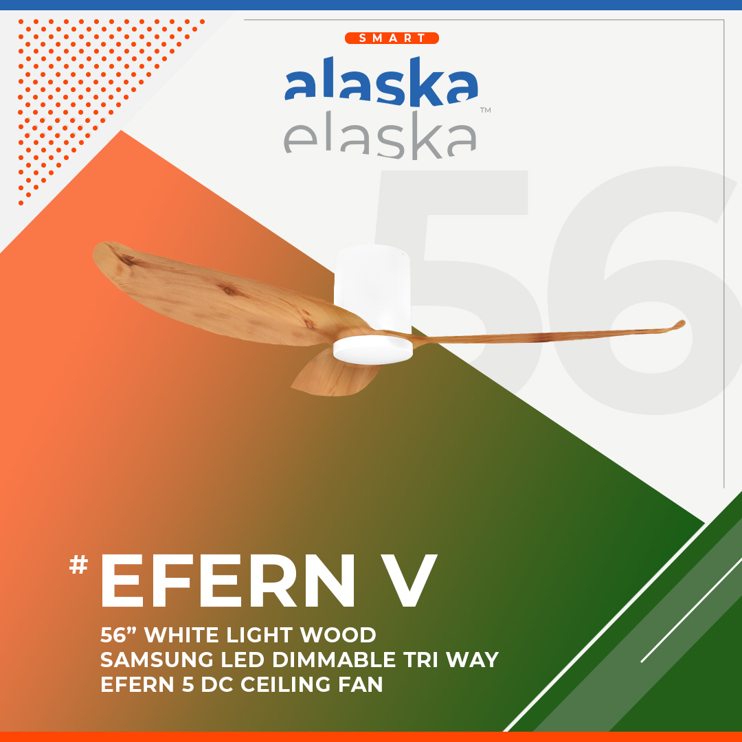 [ALASKA] FERN V 56″ DC CEILING FAN + SAMSUNG 20W LED DIM TRI WAY MEMORY FUNCTION (SMART)