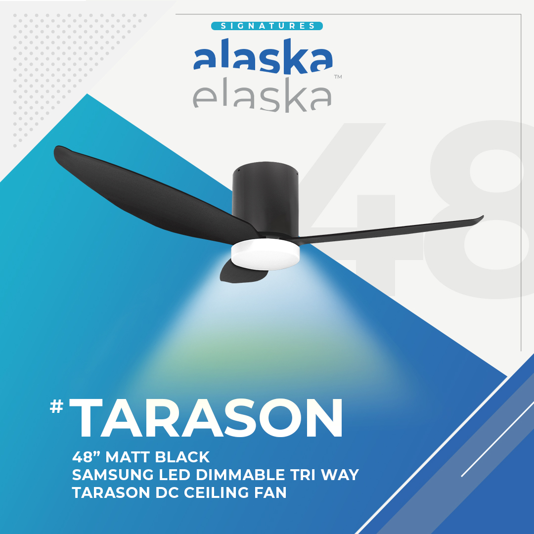 [ELASKA] TARASON 48″ DC CEILING FAN + SAMSUNG 20W LED DIM TRI WAY MEMORY FUNCTION
