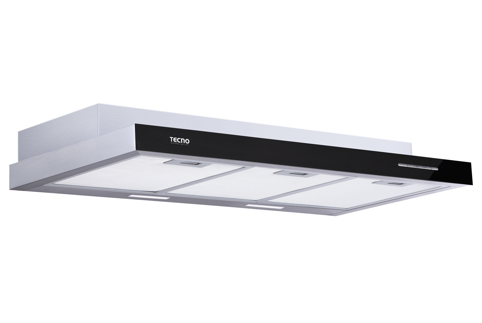 Tecno Slim Line Cooker Hood With Black Acrylic Front Panel
