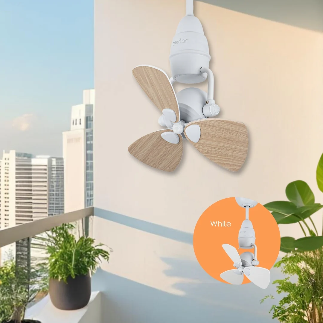 Crestar HENO Corner Fan White House - White/Oak Dual Tone Blades