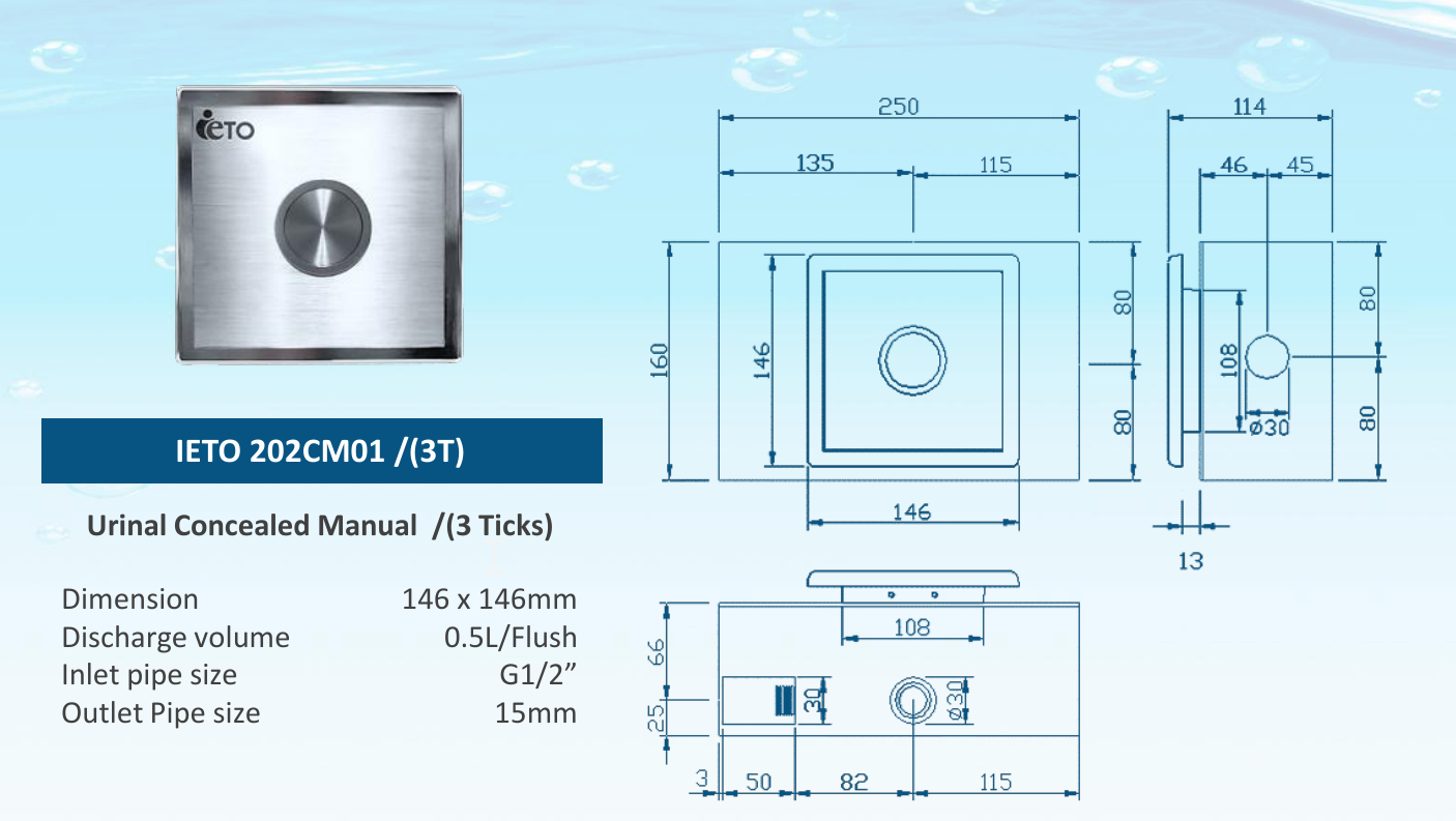 IETO 202CM01 /(3T) Flush Valve