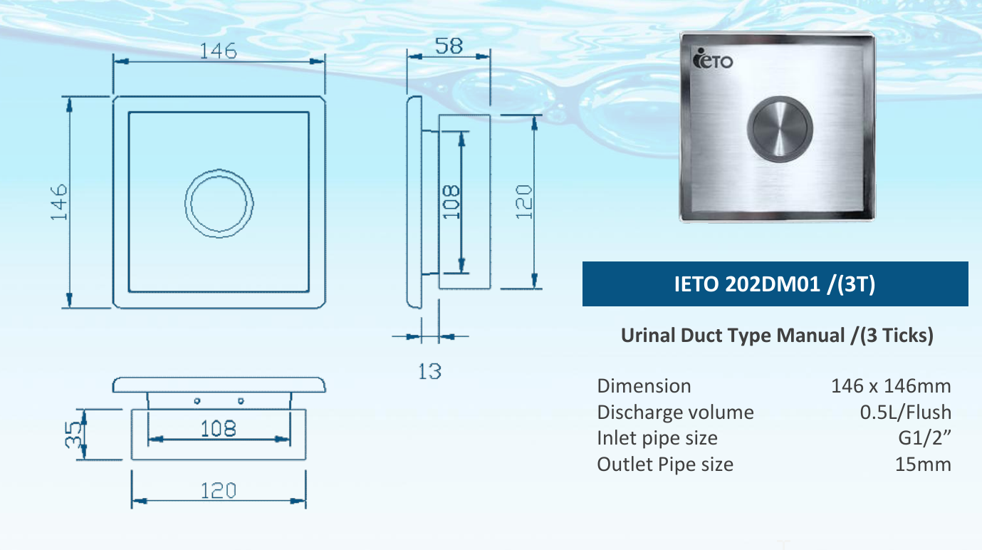IETO 202DM01 /(3T) Flush Valve