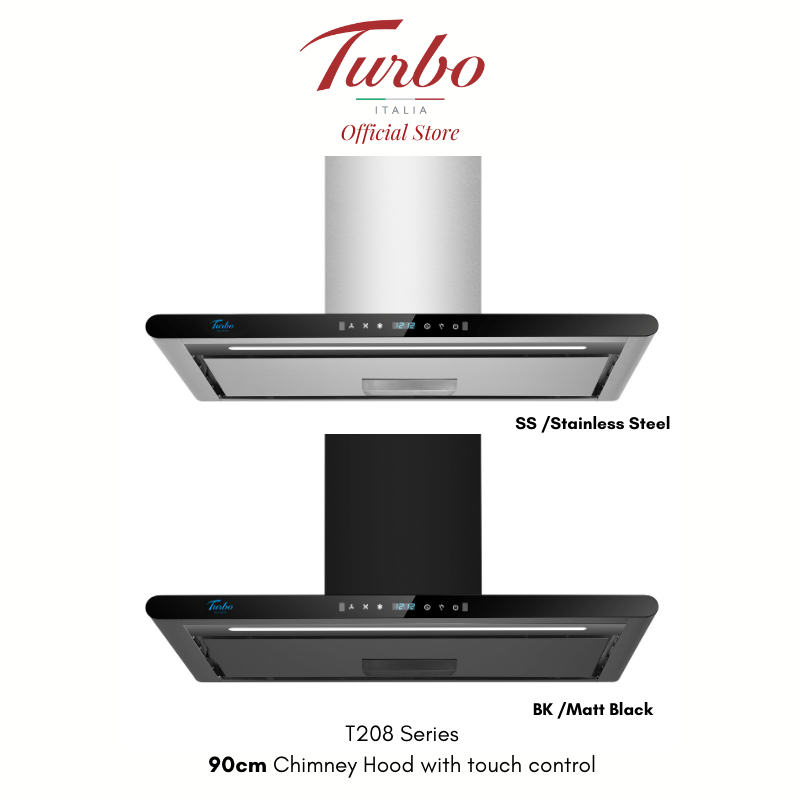Turbo Italia – T208 Series 90cm Chimney Hood with Touch and Wave Motion Control