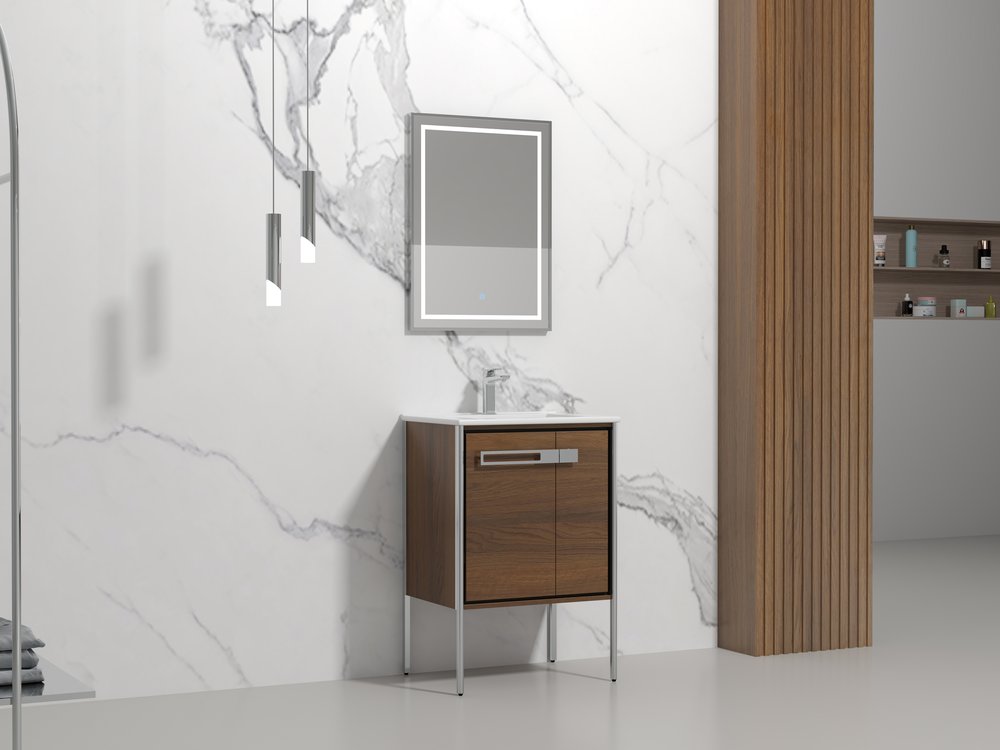24″ PETRA VANITY (European Walnut/Chrome)