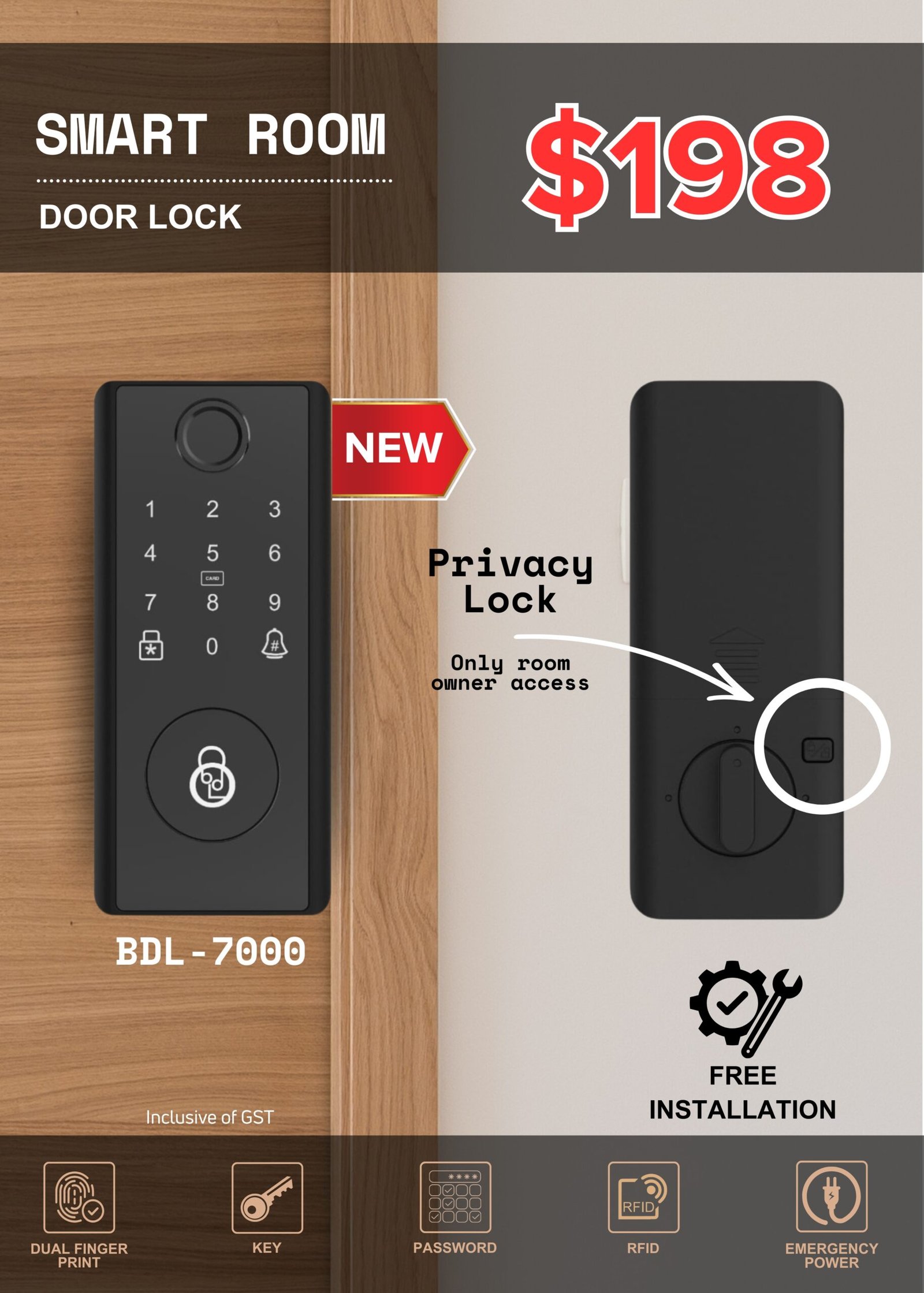 Smart Room Door Lock BDL – 7000