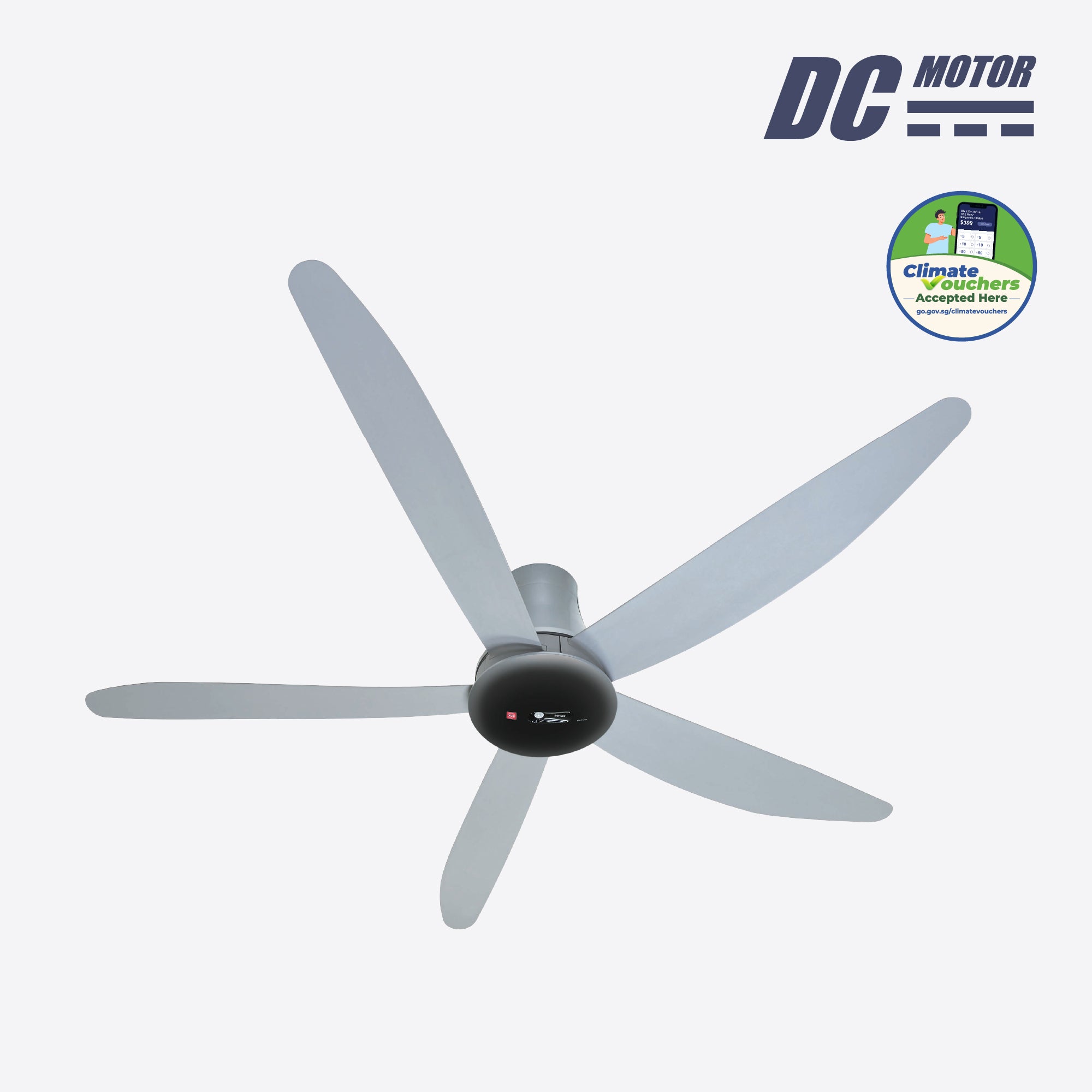 5-Blades Remote Control DC Ceiling Fan with Temperature Sensor (150cm)