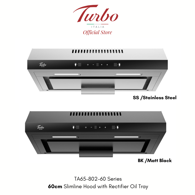 Turbo Italia – TA65-802-60 Series 60cm Slimline Hood with Rectifier Oil Tray