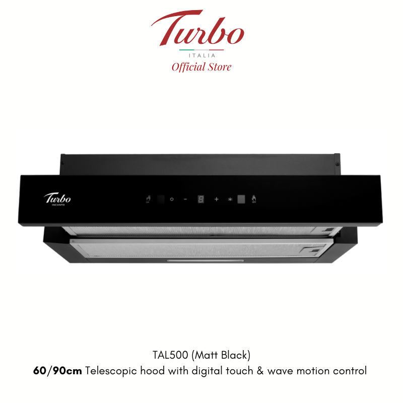 Turbo Italia TAL500BK 60cm/90cm Telescopic Hood