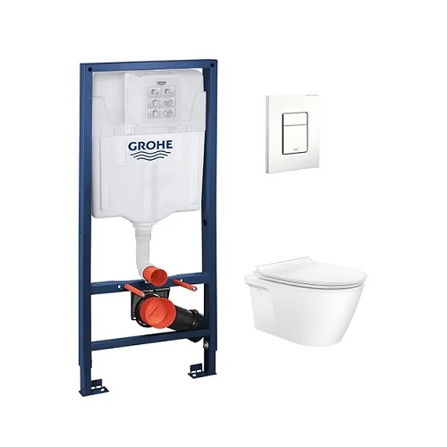 American Standard Acacia SupaSleek CL31197 Wall Hung WC Bundle with Grohe Rapid SL & Flush Plate