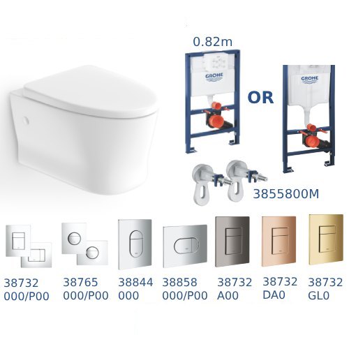American Standard Loven Wall Hung Toilet Bundle 1013962080 with Grohe Rapid SL Cistern & Flush Plate