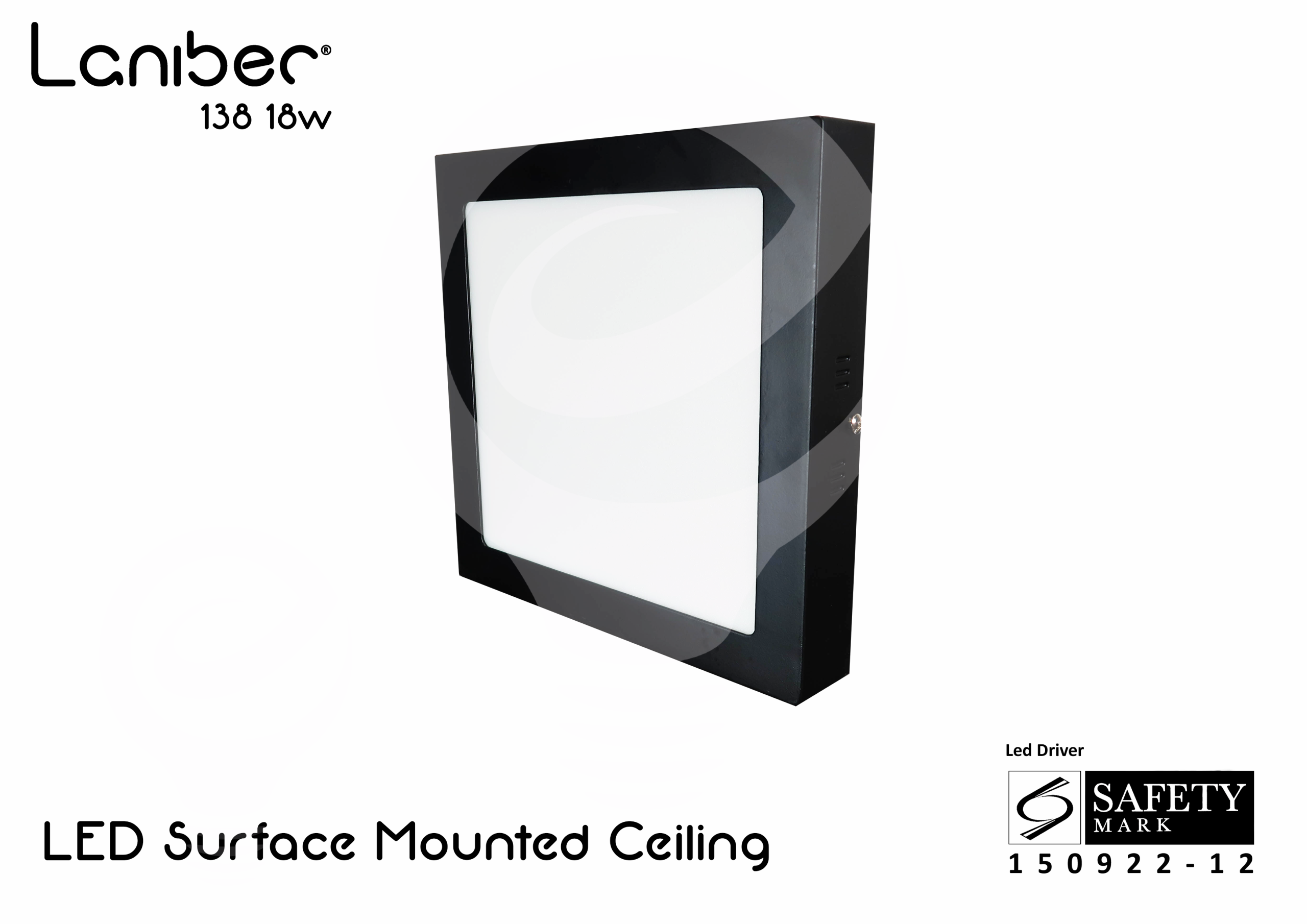 Laniber 138 Square Surface Ceiling Light 18W