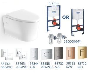 American Standard Loven Wall Hung Toilet Bundle 1013962080 with Grohe Rapid SL Cistern & Flush Plate